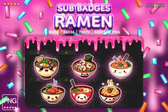 Download 6 Yummy Sub Badges, Ramen Bowls Twitch - Yummy sub badges Collection