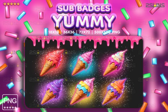 Download 6 Yummy Sub Badges Cute Ice Cream Twitch - Yummy sub badges Collection